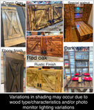 Finish options available for the handcrafted reclaimed wood Murphy Dining Table and Murphy Benches