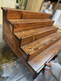 Handcrafted solid wood cologne perfume display and storage shelf with drawer in special walnut finish