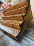 Handmade reclaimed wood cologne perfume bottle display shelf with drawer in special walnut finish