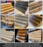 Finish options available for the handcrafted fragrance shelf with storage drawer