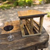 Handcrafted reclaimed wood tabletop wine rack