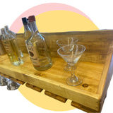 Rustic Floating Bar Shelf w/Martini / Margarita Glass Rack