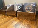 Set of three reclaimed wood vinyl album crates in special walnut finish