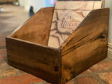 Handcrafted reclaimed wood vinyl record storage crate in special walnut finish