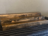 Handcrafted wood triple tier bar shelf in dark walnut finish