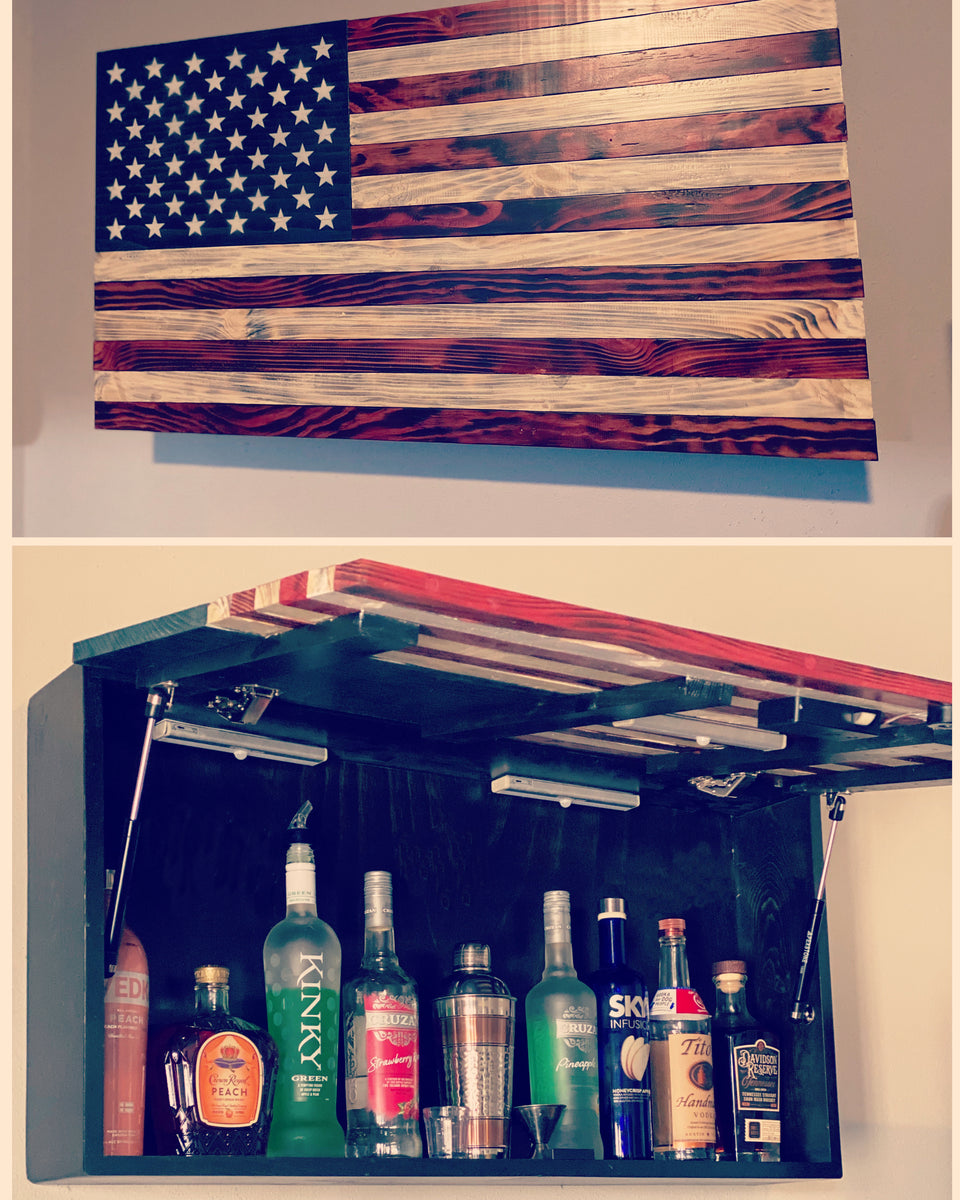American Flag Concealed Liquor Cabinet – Rustic Ranch Creations