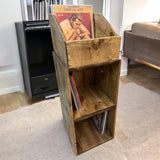 Rustic Vinyl Record Storage Cube | Stackable LP Record Shelf