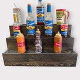 Handcrafted Coffee Syrup Bottle Display Shelf