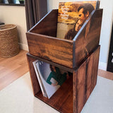 Rustic Vinyl Record Storage Cube | Stackable LP Record Shelf