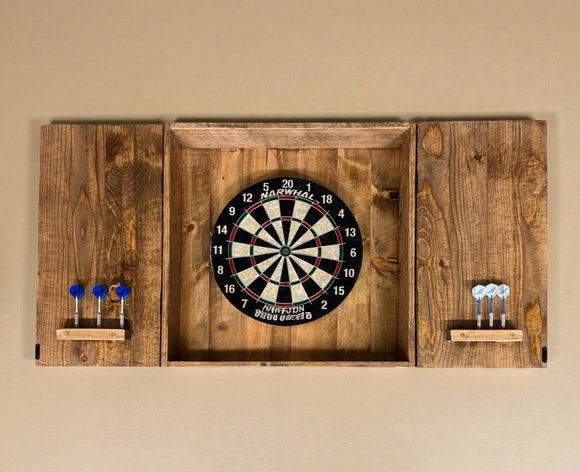 Handcrafted Reclaimed Wood Dartboard Cabinet – 27.5” x 27.5”