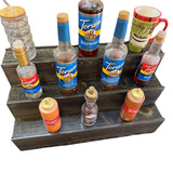 Handcrafted Coffee Syrup Bottle Display Shelf
