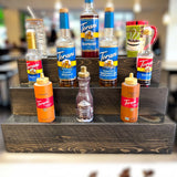 Handcrafted Coffee Syrup Bottle Display Shelf