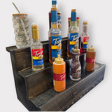 Handcrafted Coffee Syrup Bottle Display Shelf