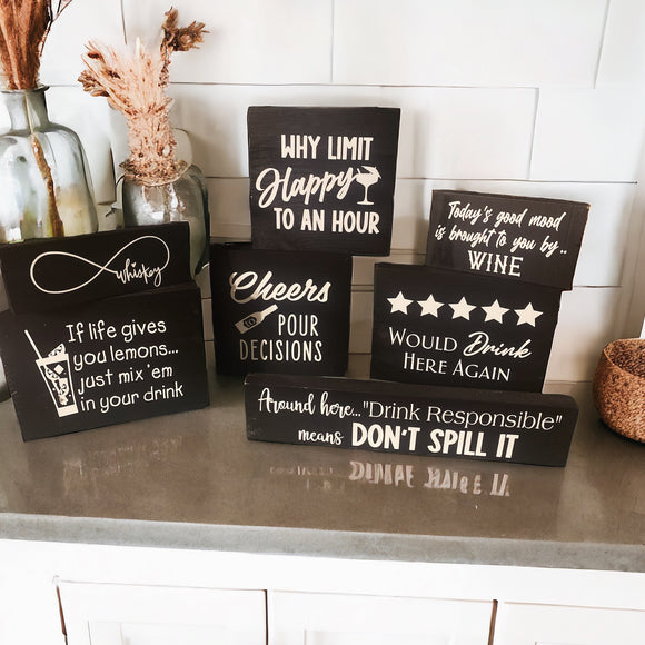 Funny Wood Bar Signs | Home Bar Decor | Wine Gift | Whiskey Gift
