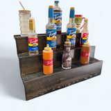 Handcrafted Coffee Syrup Bottle Display Shelf