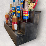 Handcrafted Coffee Syrup Bottle Display Shelf