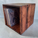 Rustic Vinyl Record Storage Cube | Stackable LP Record Shelf
