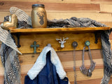 Handcrafted Wood Shelf with Boho Style Knob Coat Rack